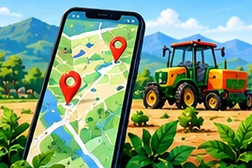 मोबाइलवरील मागणी नकाशा आणि ट्रॅक्टर